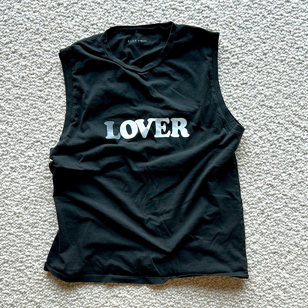 6397 brand Black Sleeveless 'Lover' Graphic Tee